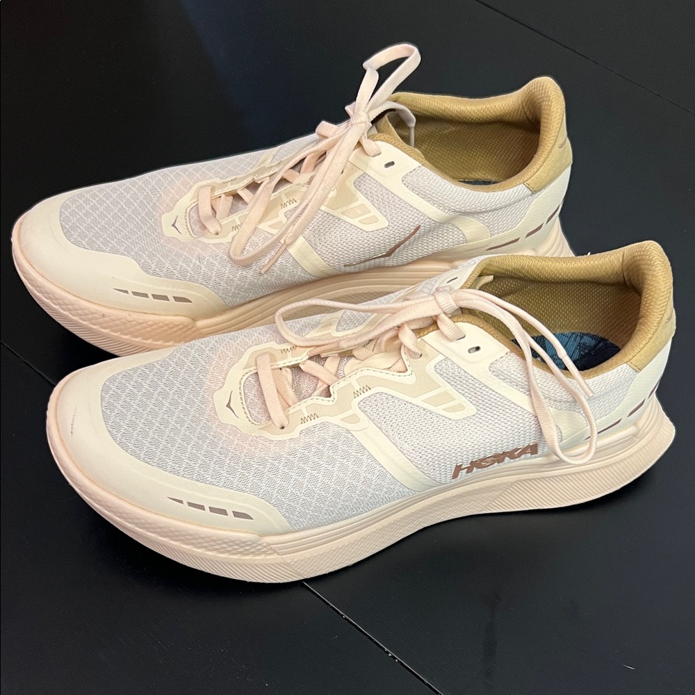 Hoka Peach and Tan Athletic Shoes